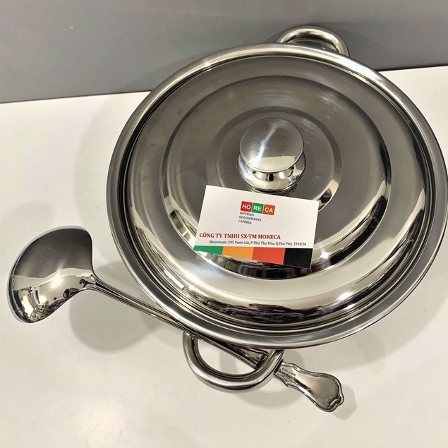 Nồi lẩu inox nắp inox dày, sáng bóng, có quai cầm 2 bên, chuyên dùng để ăn lẩu