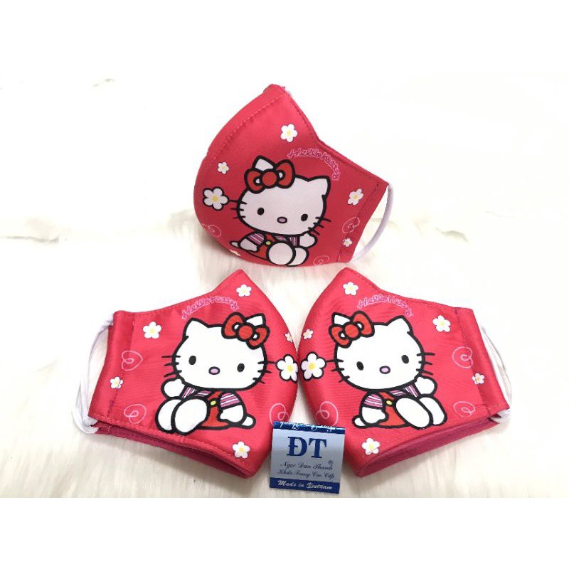 Khẩu trang in hình kity cho bé size 2-8 tuổi