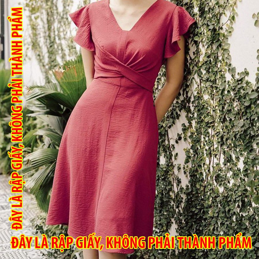 Rập giấy DC023 - Đầm xoắn eo phối dây buộc sườn