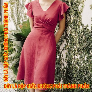 Rập giấy DC023 - Đầm xoắn eo phối dây buộc sườn