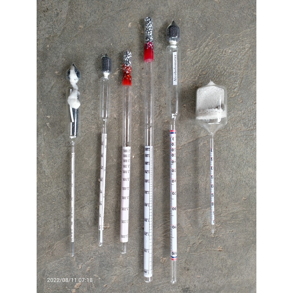 Dụng cụ đo độ mặn nước mắm 0 - 70, tỷ trọng kế, phù kế và ống đong 100mL Hydrometer Baume