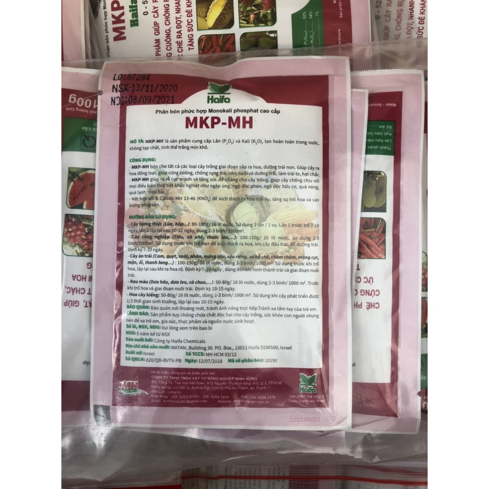 100g Phân Kali Phosphat (KH2PO4) 0-52-34 Haifa ủ mầm hoa, phân hóa mầm hoa, kích hoa đồng loạt