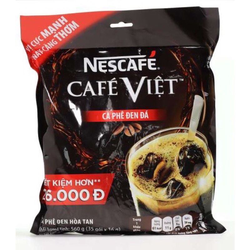 Cà Phê Việt Đen Đá Hòa Tan Nescafe Bịch 35 Gói x 16G