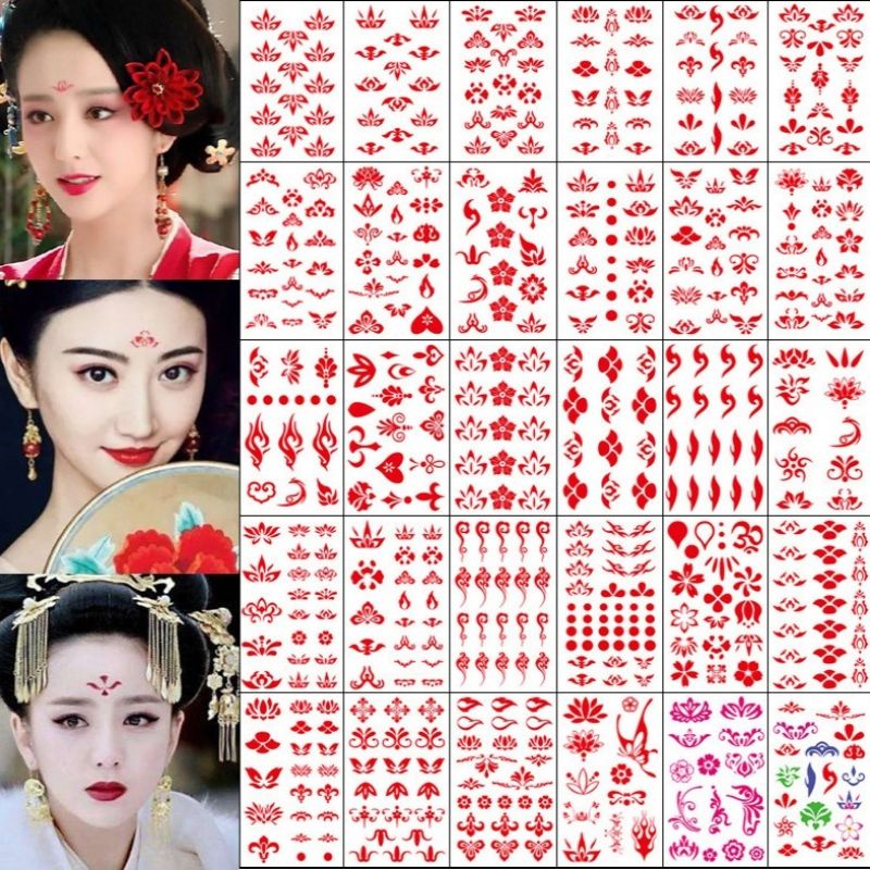 Combo 1_5 tấm to 16-25 hình chu sa dán trán Bỉ Ngạn Hoa và các loại