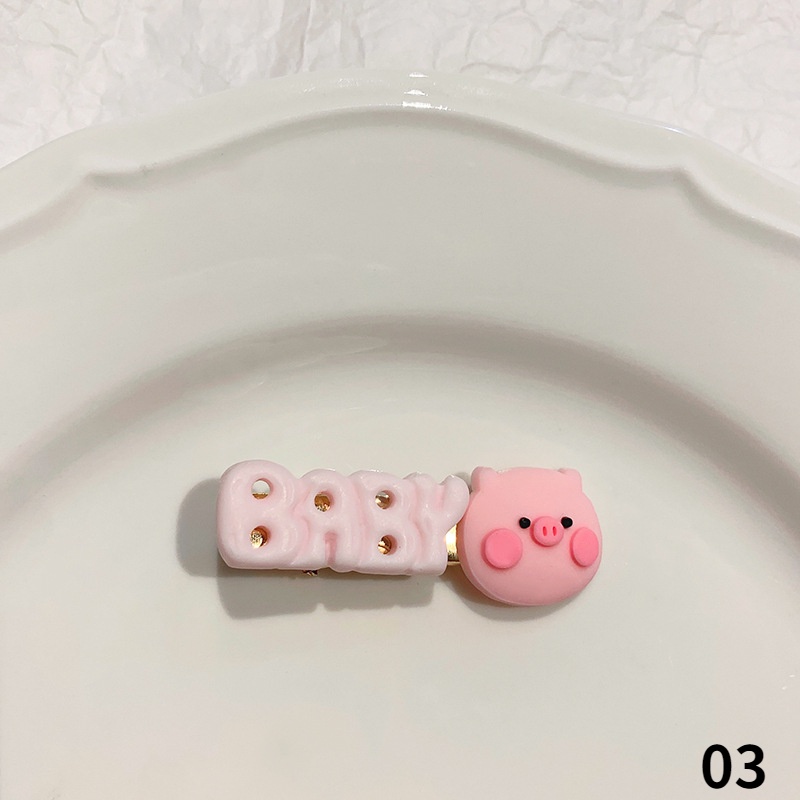 Kẹp tóc mềm mại thiết kế hình chú heo hồng hoạt hình đáng yêu dành cho nữ