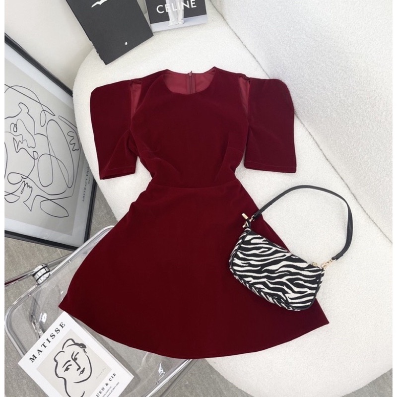 Đầm nhung khoét vai ( có bigsize ) | BigBuy360 - bigbuy360.vn