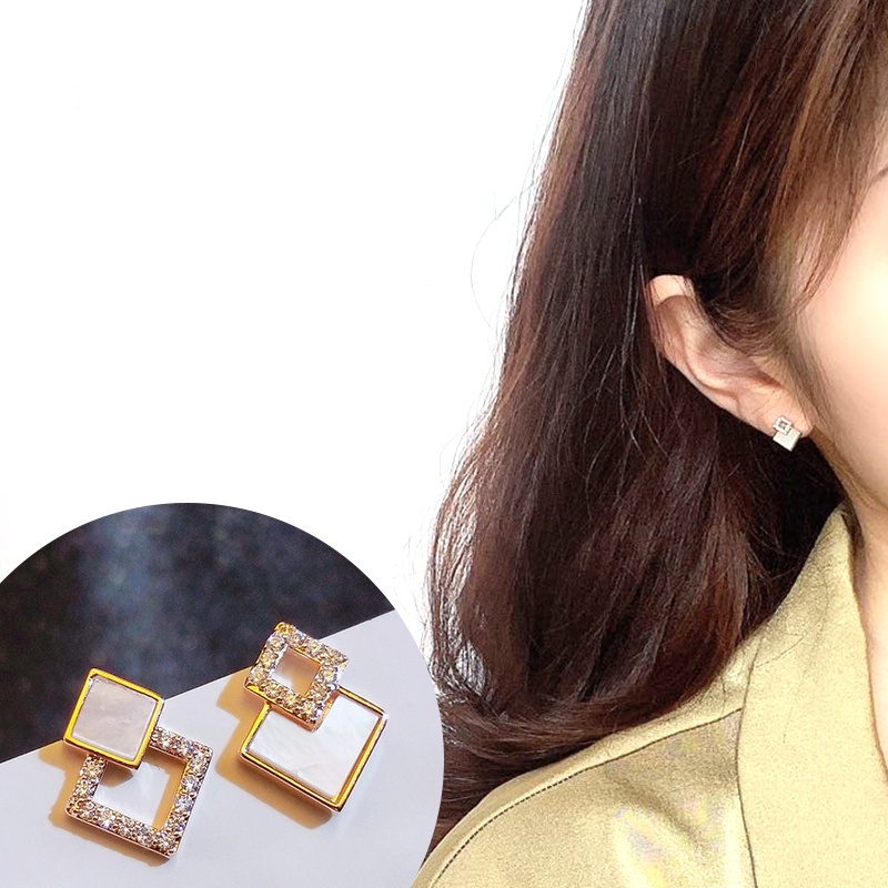 [Jiudolan] Khuyên Tai Bạc Kim Bất Đối Xứng Tinh Tế Thời Trang Cho Nữ