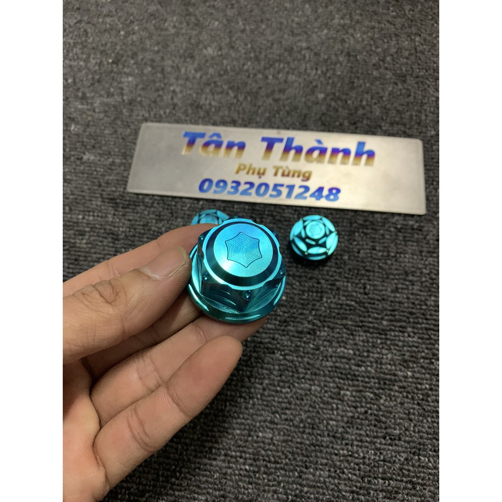 Bộ ốc chảng ba Satria, Raider FI Titanium GR5 xanh tím, xanh lục bảo( bộ 3 con)