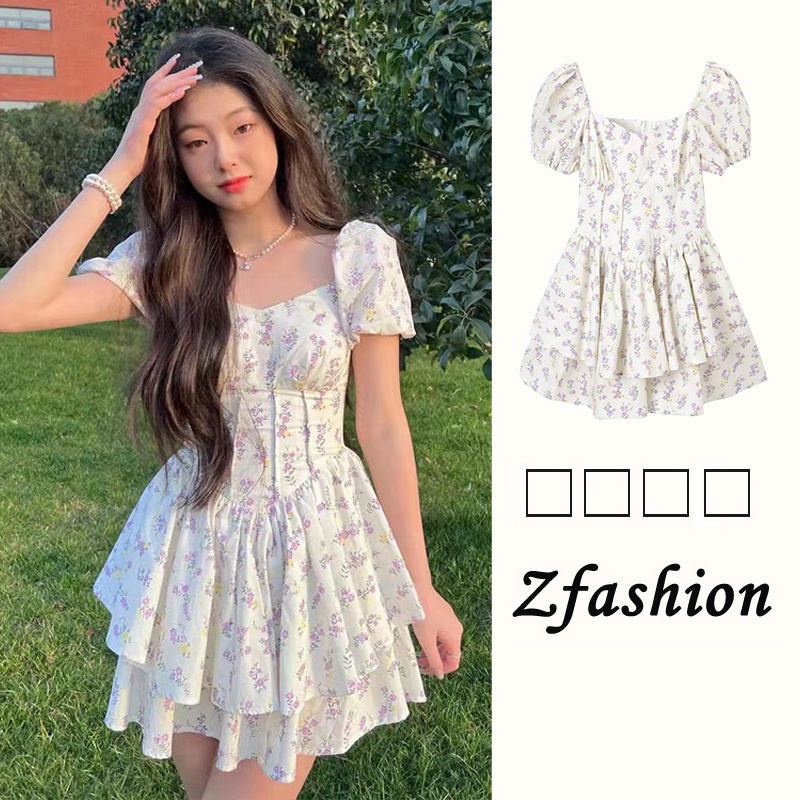 Đầm Hoa Cổ Vuông Thời Trang Xuân Hè 2022 Mới Mẻ Cao Cấp Cho Nữ