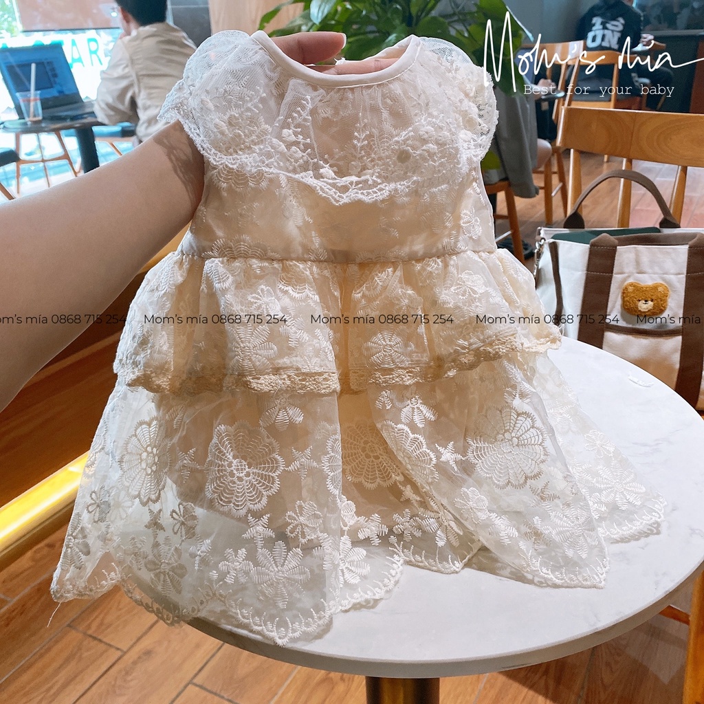 👸👸ĐẦM CÔNG CHÚA CỔ TRÒN REN KÈM BĂNG ĐÔ CHO BÉ GÁI TỪ 4-13KG-MOM'S MÍA🌟🌟