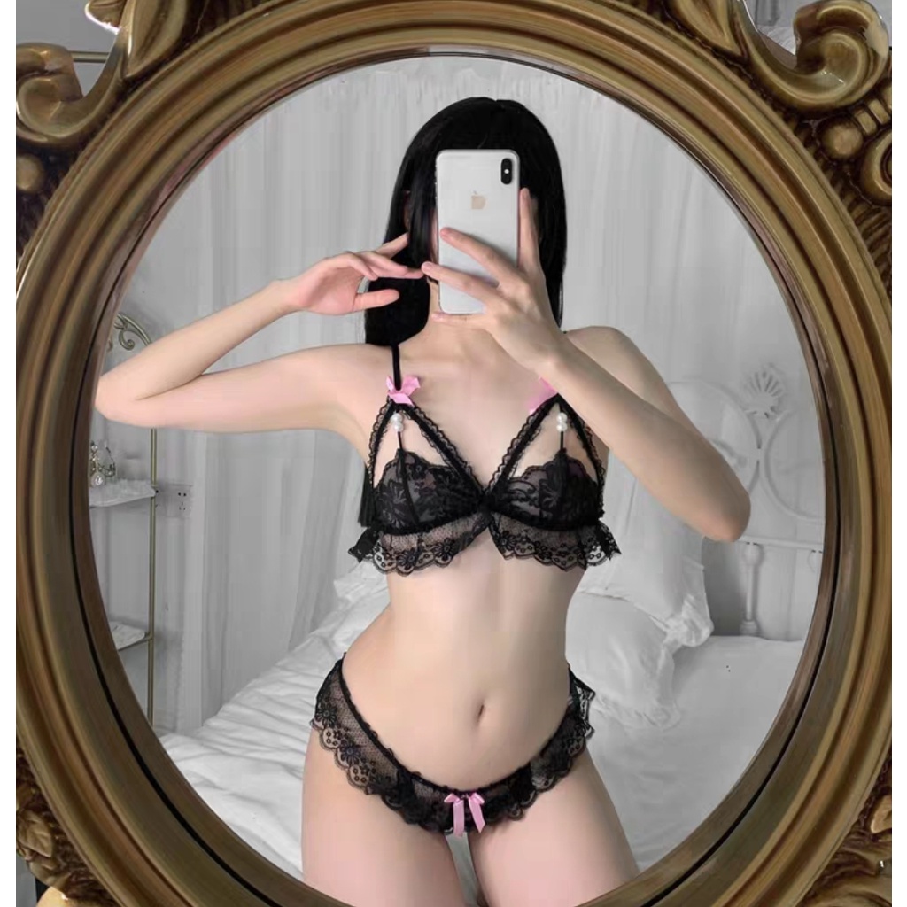 Đồ Ngủ Sexy Cosplay Nữ Lọt Khe Đính Hạt - Bộ Đồ Cosplay ren Hóa Trang Hầu gái Chụp Hình Studio