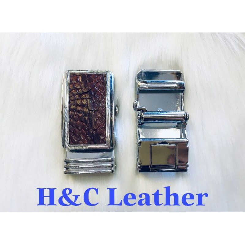 Đầu thắt lưng da cá sấu thật 100% , bản nịt rộng 3.5cm 004