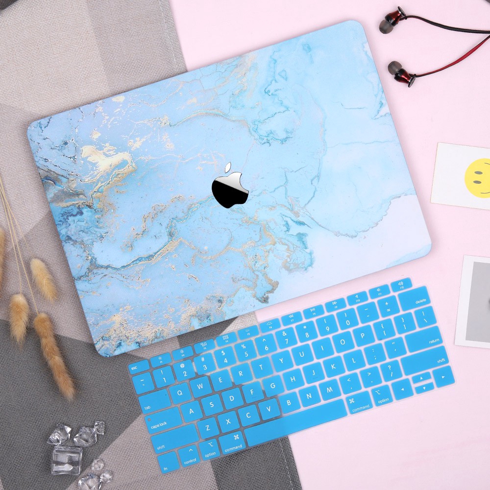 Vỏ bọc Laptop MacBook Air 13 11 Pro 13&quot; 15 12 Blue Gold thiết kế họa tiết độc đáo xinh xắn