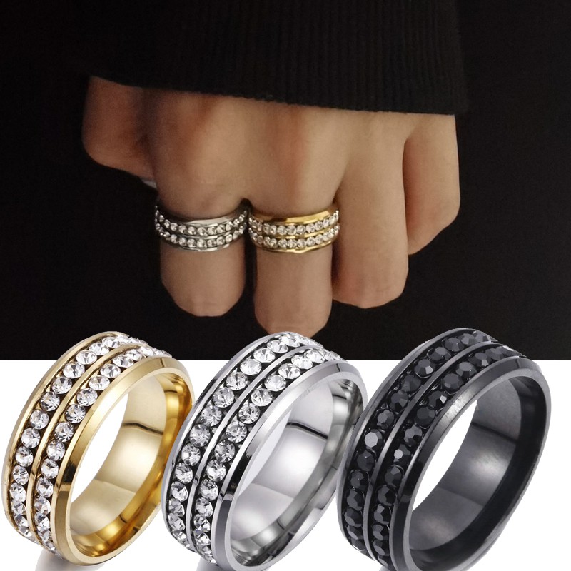 Nhẫn Bằng Thép Không Gỉ Đính Đá Thời Trang
