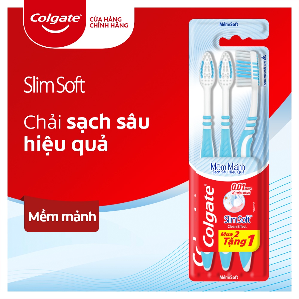 Bộ 3 bàn chải Colgate SlimSoft Deep Clean sạch sâu hiệu quả