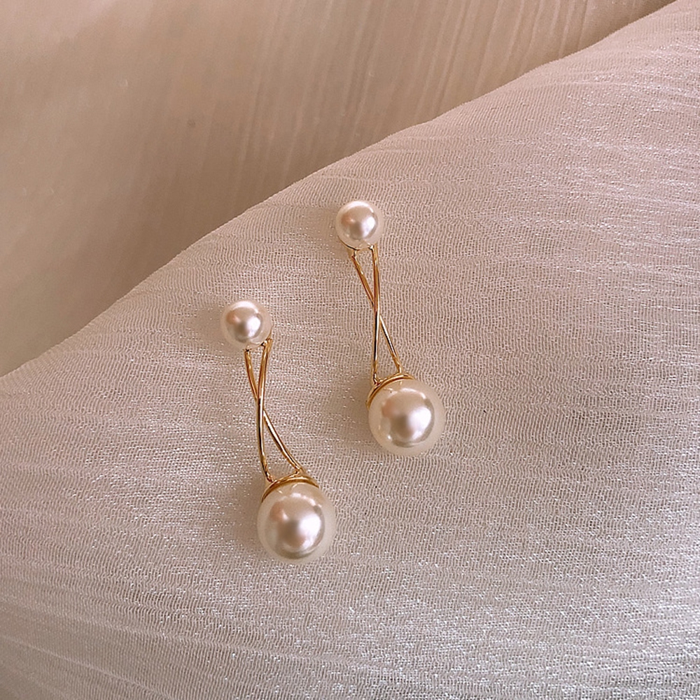Hoa Tai Hình Thánh Giá Đính Ngọc Trai Nhân Tạo Thời Trang Drop Pearl Earring