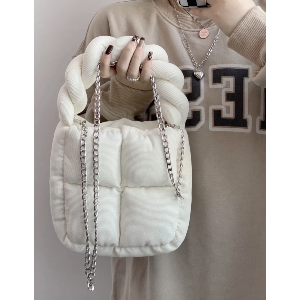 Túi Đeo Chéo Vai Bằng Vải Nhung Kẻ Mềm Thiết Kế Thời Trang 021 Cho Nữ