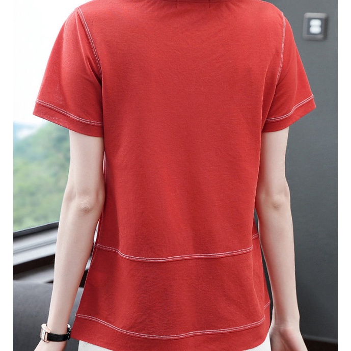 Thời Trang Áo Thun Tay Ngắn Dáng Rộng Dễ Phối Đồ Cho Phụ Nữ Trung Niên
