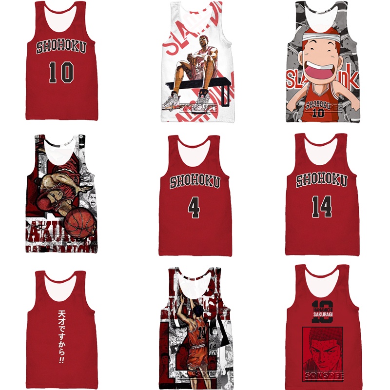 Áo Ba Lỗ Nam In Hình Nhân Vật Anime Slam Dunk 3D Cá Tính