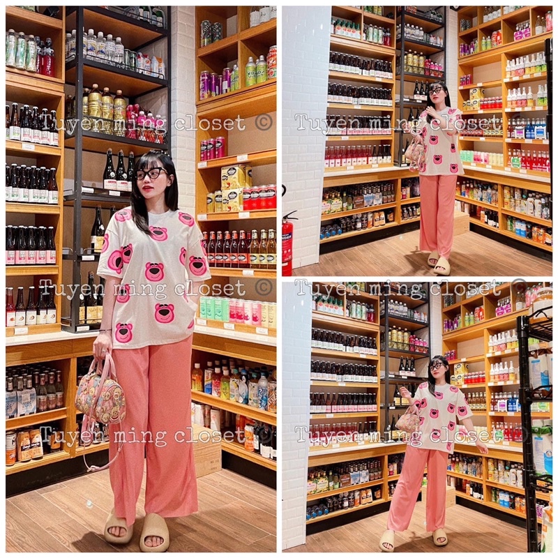 SET QUẦN SUÔNG BÁO HỒNG COTTON CHUẨN SHOP