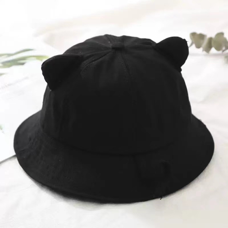 Mũ cho bé trai bé gái - Nón bucket vành tròn Trơn nhiều màu tai gấu cho bé từ 7 - 18 tuổi phong cách Hàn Quốc