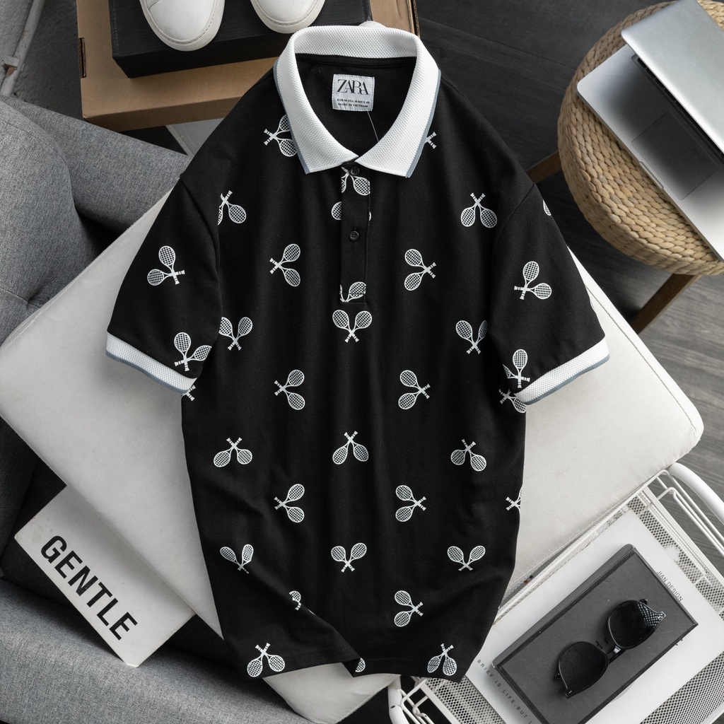 Áo thun polo nam họa tiết ZR Tennis ss2022 - Áo thun nam cotton xuất xịn, sang trọng - THE BASIC
