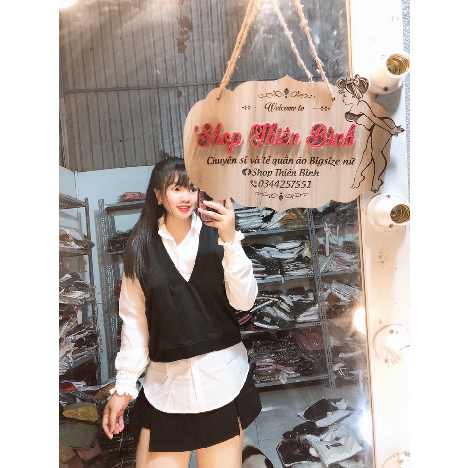 SET ÁO SƠ MI TAY DÀI NHÚN KÈM ÁO GHILE BIGSIZE