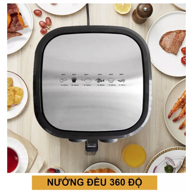 Nồi chiên không dầu 10.5L Nineshield KB-8002 , Thiết kế mặt kính trong suốt , Thế hệ mới nhất 2022, Bảo hành 12 tháng