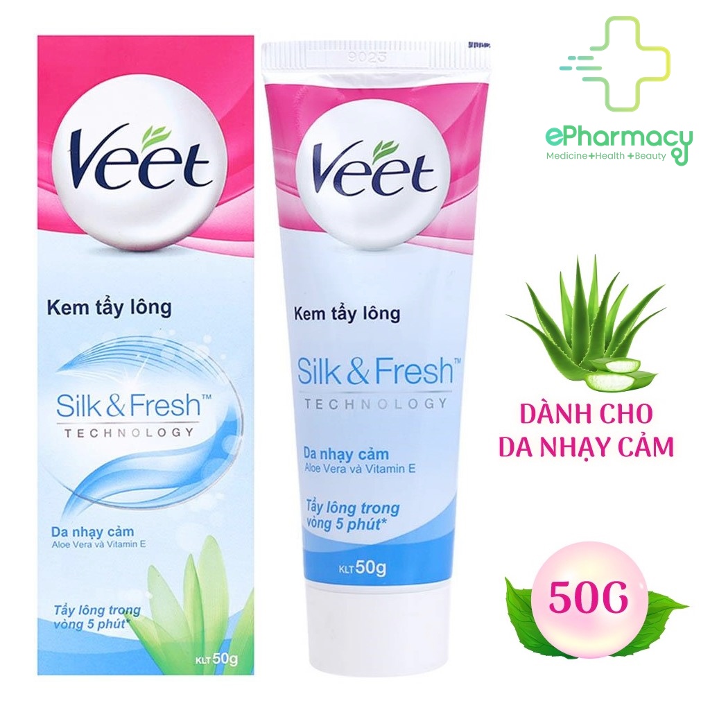 VEET Kem Tẩy Lông Cho Da Nhạy Cảm - VEET Silk & Fresh Hair Removal Cream, Sensitive Skin 50G