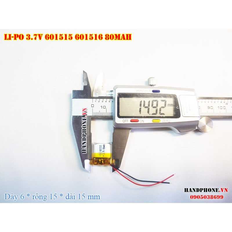 Pin Li-Po 3.7V 601515 601516 80mAh (Lithium Polyme) Cho Tai Nghe Bluetooth, Loa Bluetooth, Smartwatch, Chuột Máy Tính