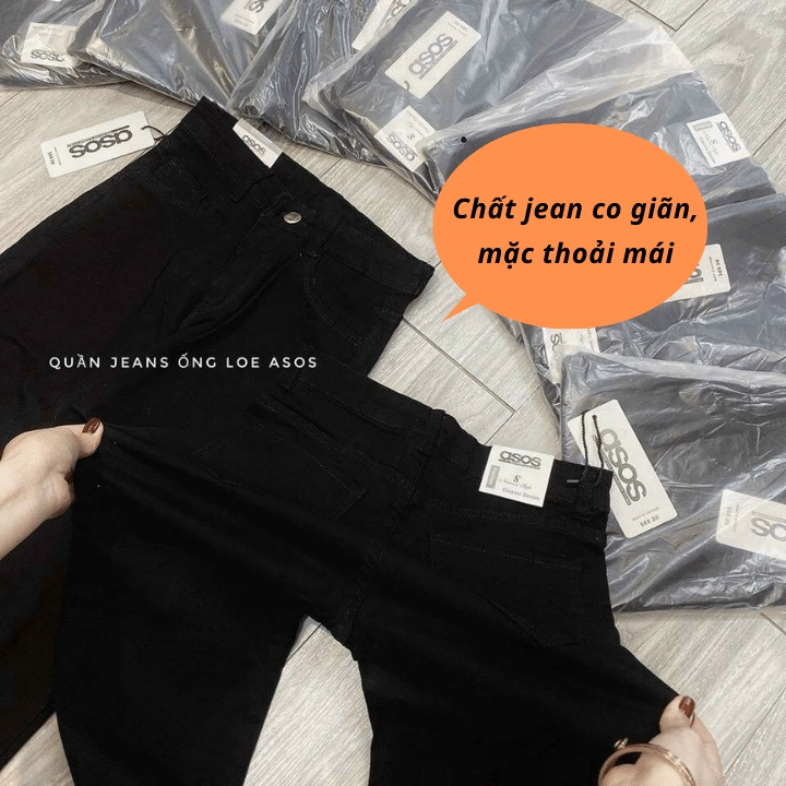 Quần bò ống loe/ Quần jean nữ lưng cao ôm dáng loe ống 2 màu xanh đen chất co giãn RÔ STORE QD44 | BigBuy360 - bigbuy360.vn