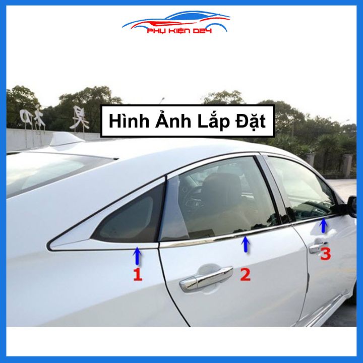 Bộ nẹp viền chân kính inox Honda Civic 2017-2021