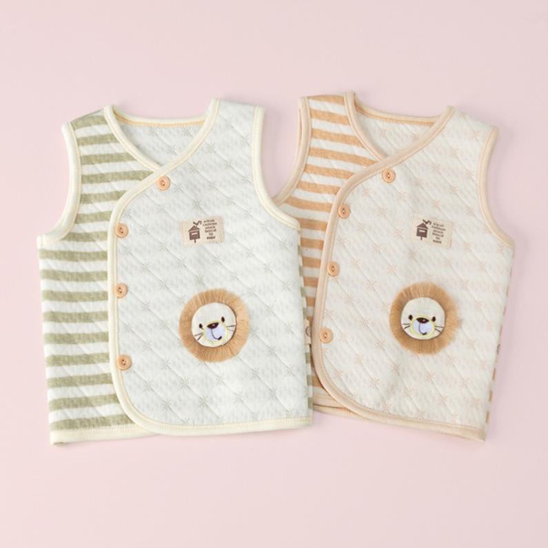 Áo khoác gile trần bông cho bé 0-3 tuổi 100% cotton hữu cơ tự nhiên không chất tẩy nhuộm cực kỳ mềm mại ấm áp