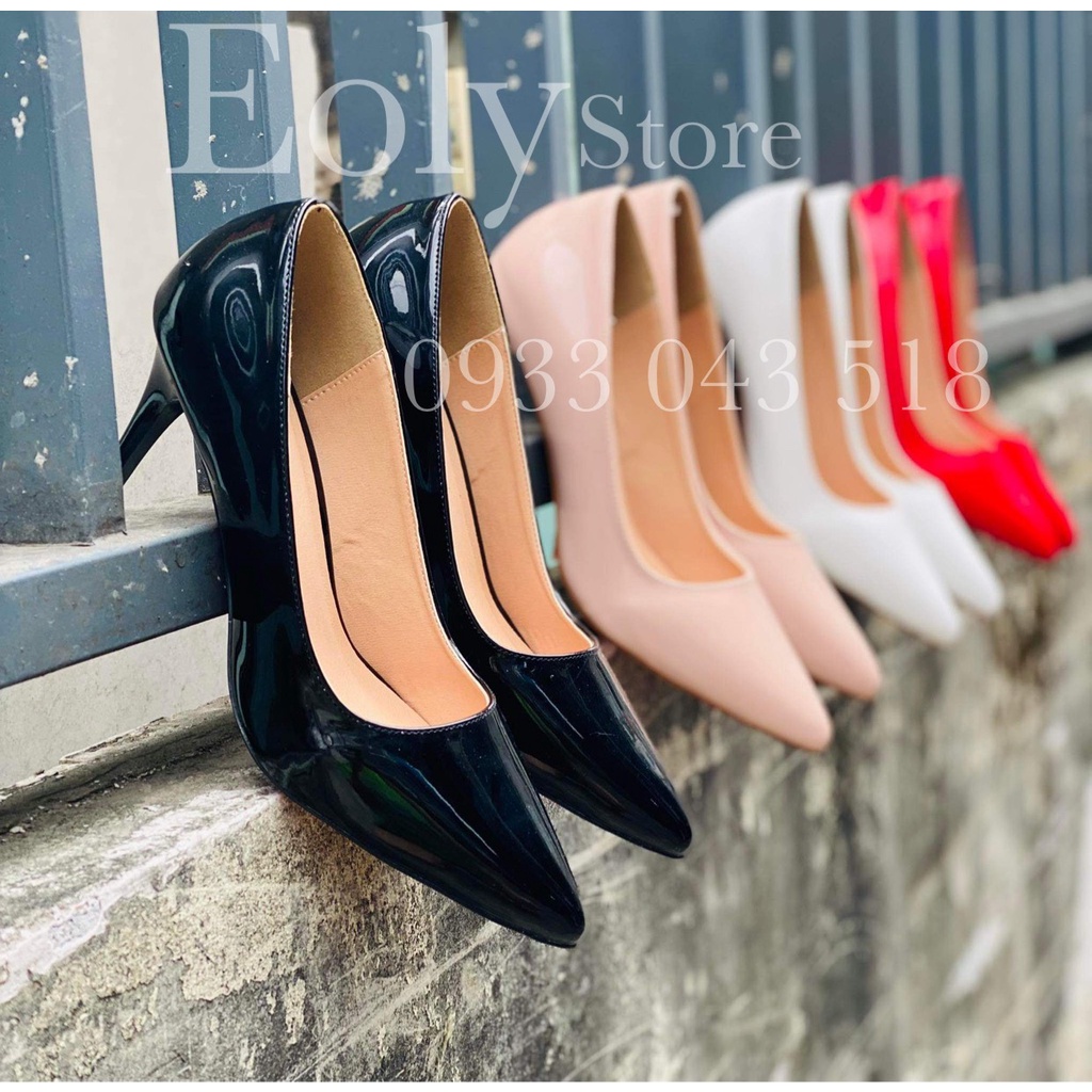 Giày Cao Gót 7cm - Hàng VNXK - Đế Pháp Da Bóng - Giày Gót Nhọn Công Sở - Chống Trầy Xước Nhẹ - Full size