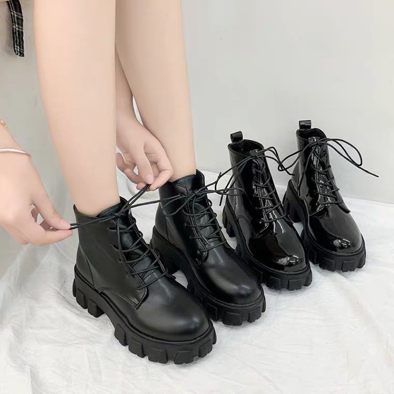 [ORDER] Giày boots nữ cao cổ buộc dây màu đen cá tính đơn giản đế đinh đẹp mới xinh thời trang năng động🍓🍓 | BigBuy360 - bigbuy360.vn