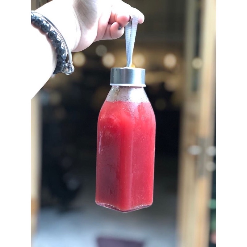 Chai thuỷ tinh nắp dây 350ml vai vuông