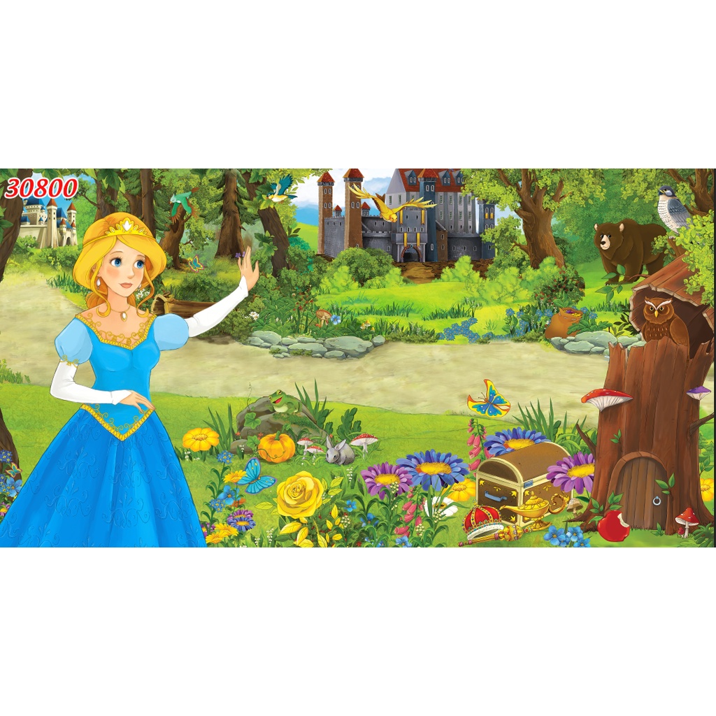 Tranh Dán Tường 3D Phòng Trẻ Em Hình Công Chúa