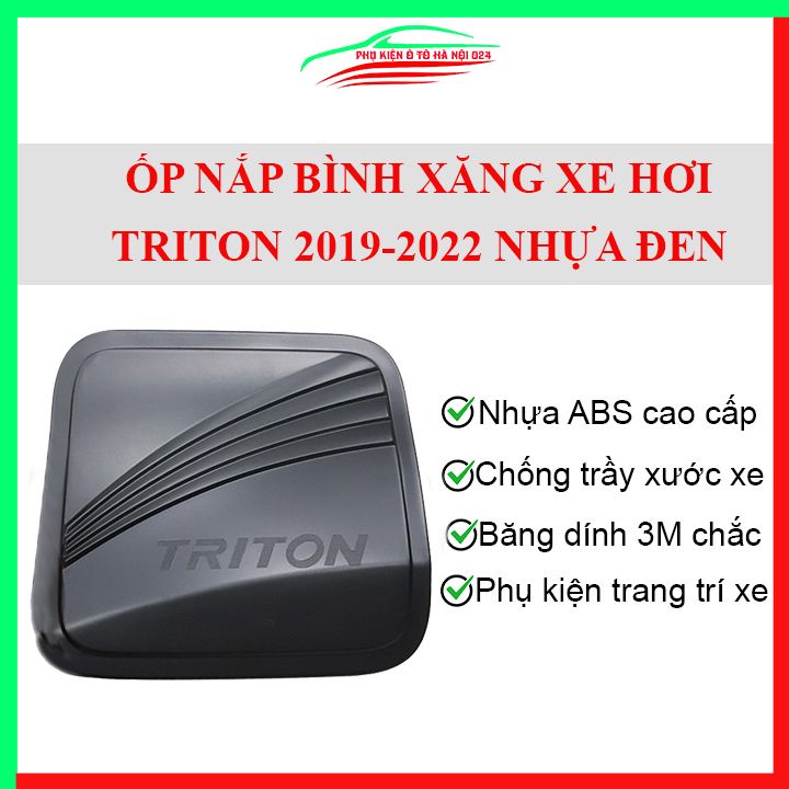 Ốp nắp xăng Triton 2019-2022 nhựa đen bảo vệ chống trầy trang trí ô tô