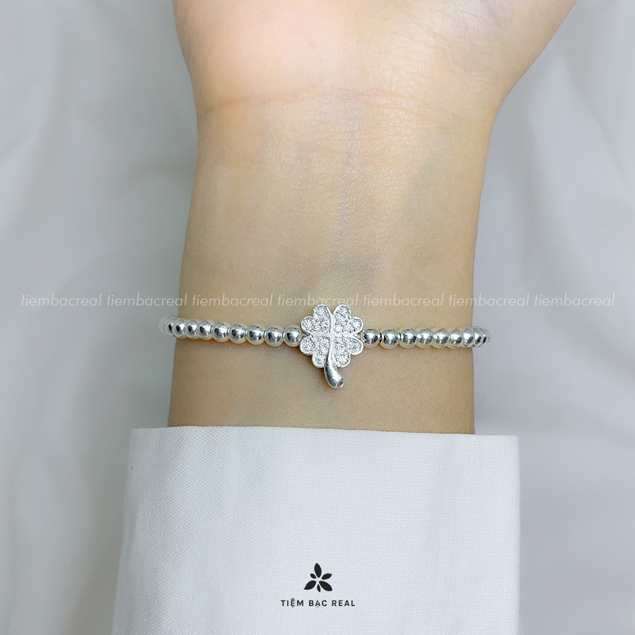 Lắc tay cỏ 4 lá bạc ta cao cấp, lắc tay cỏ 4 lá cầu may mắn bình an lộc tài | BigBuy360 - bigbuy360.vn