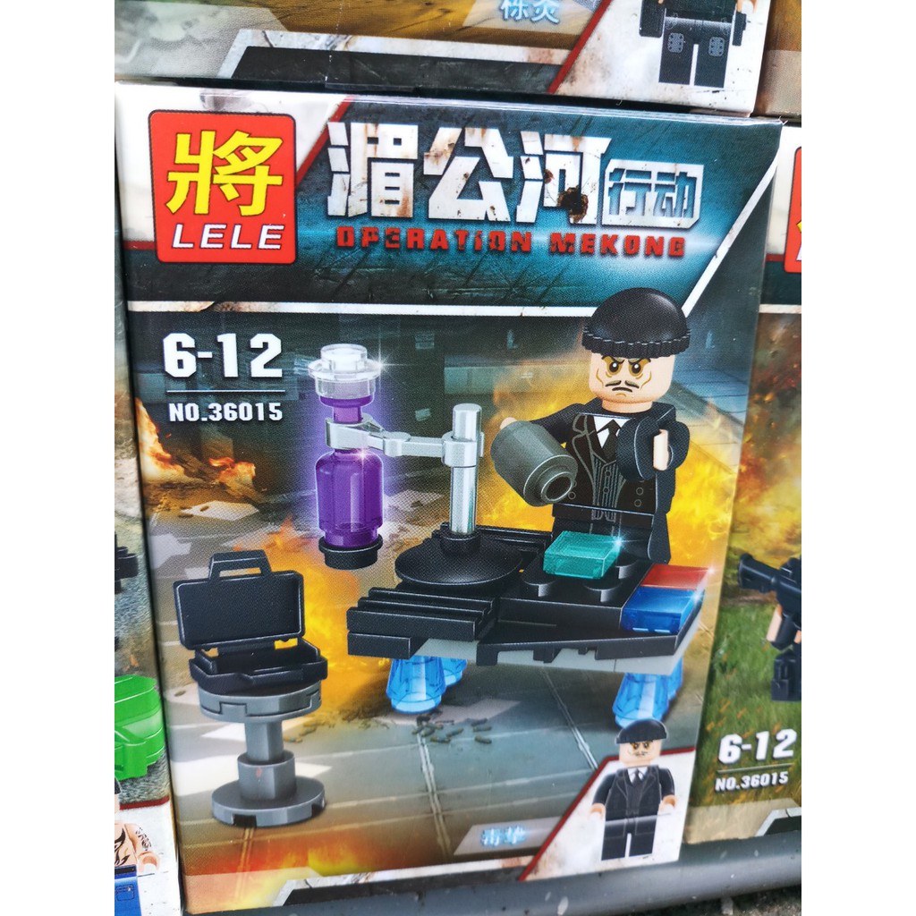 Đồ chơi lắp ráp Non lego Lele Army 36015 lính Swat đen Xếp mô hình logo đội đặc nhiệm trọn bộ 8 hộp.