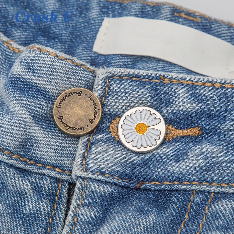 1 Nút Kim Loại Hình Hoa Cúc Cài Quần Jean Tùy Chỉnh Tiện Dụng