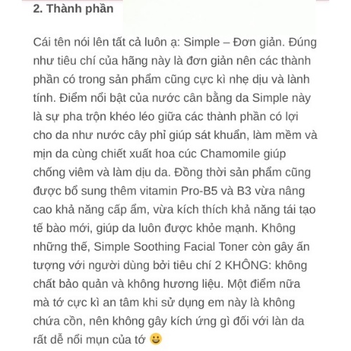 Nước hoa hồng Simple Kind to Skin Soothing Facial Toner | BigBuy360 - bigbuy360.vn