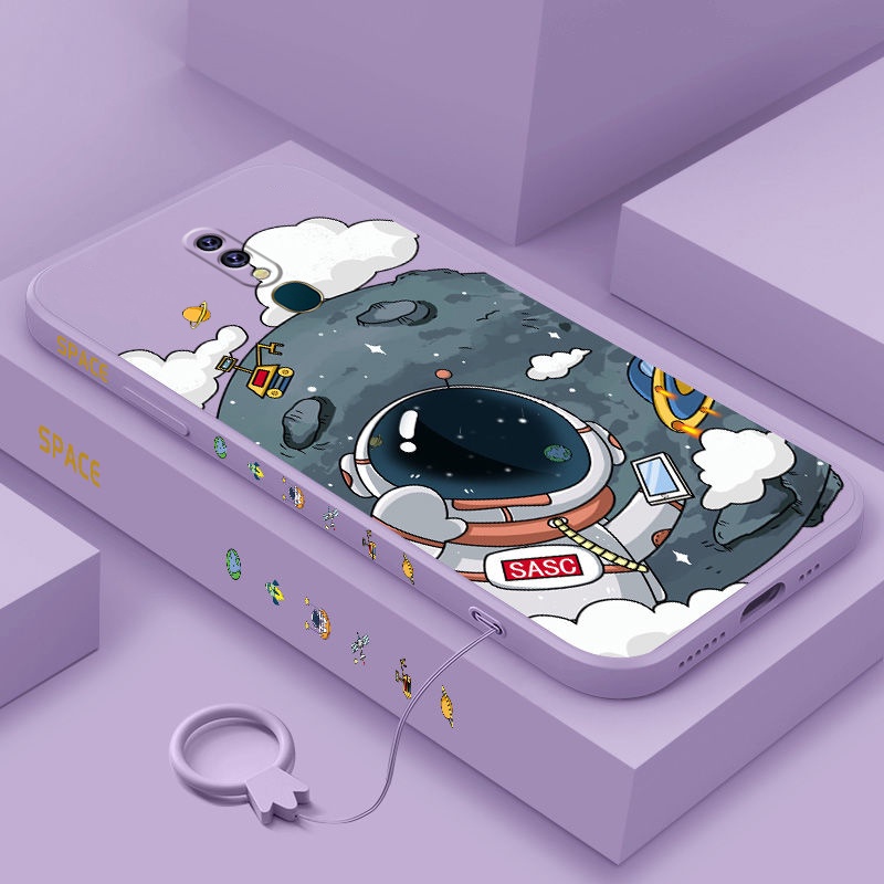 Ốp Điện Thoại TPU Silicon Thẳng Hình Phi Hành Gia Có Dây Đeo Cho OPPO F11 PRO F11 F9 F7 F5