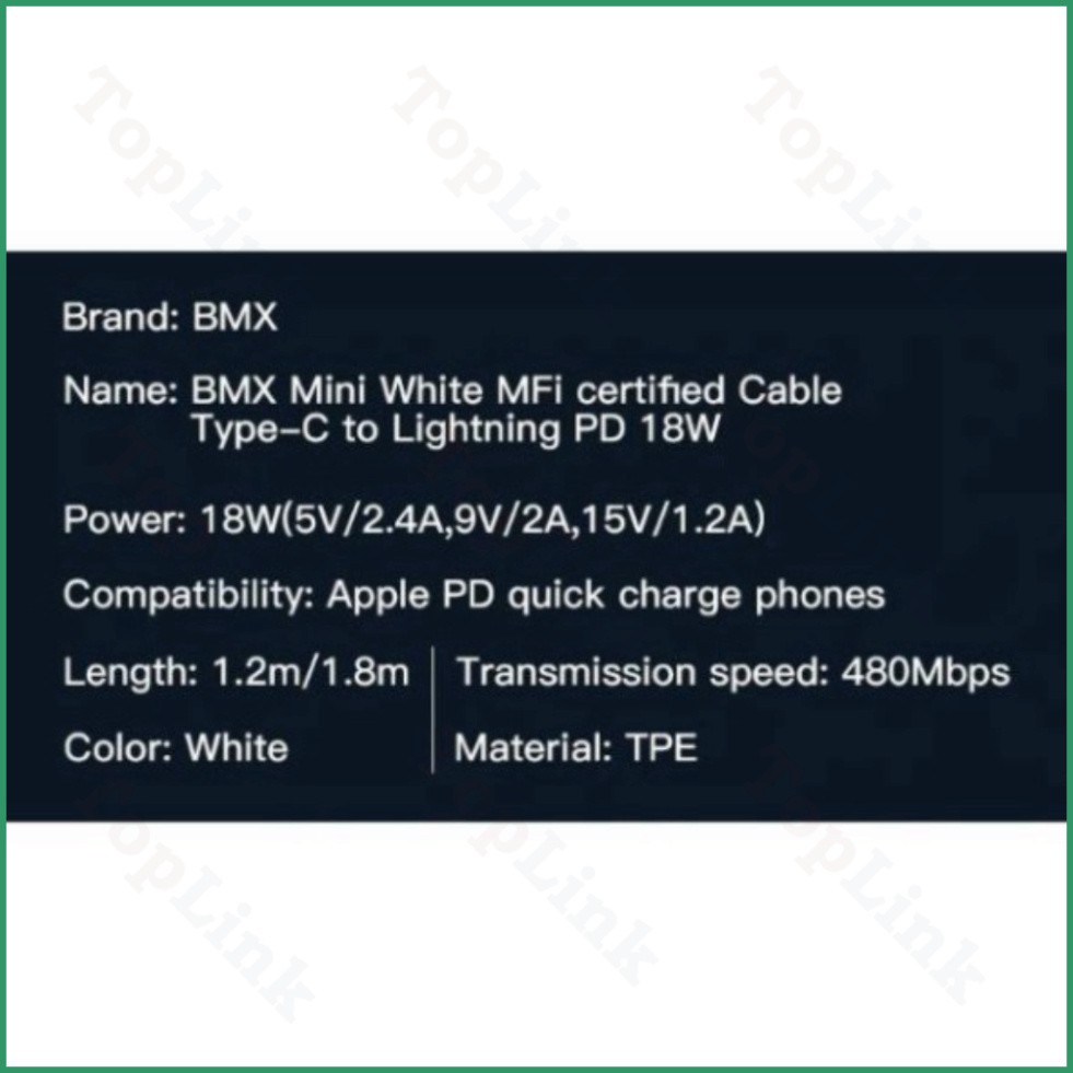 [TopLink] Cáp Sạc Nhanh Cho Iphone Type-C To Lightning Baseus BMX Mini White PD Cable 18W Có Chứng Nhận MFI