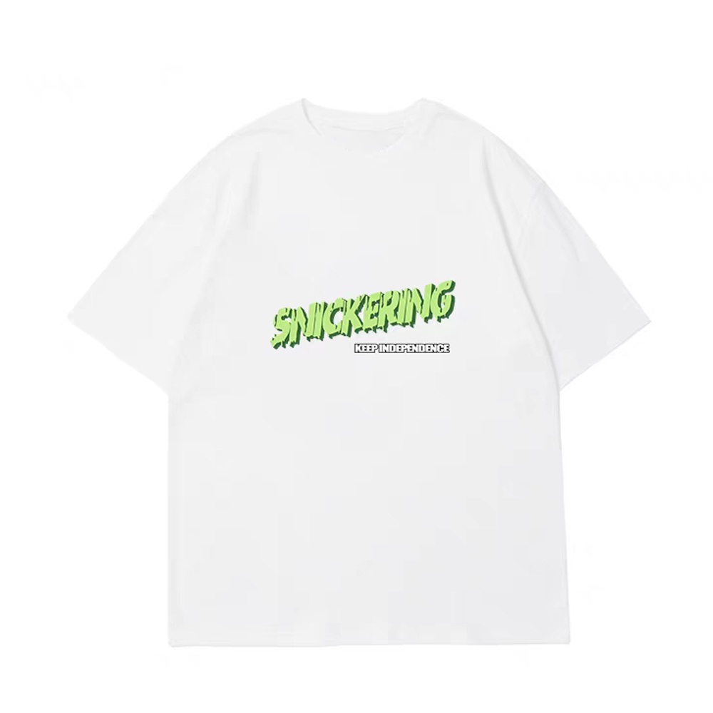 Áo thun unisex tay lỡ SAIGONJEAN form rộng in chữ SNICKERING AT006 chất vãi dày dặn co giãn 2 chiều