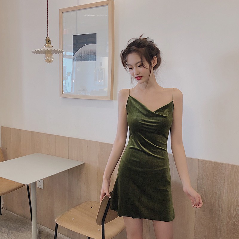 Xiaozhainv Đầm dài cổ chữ V gợi cảm | BigBuy360 - bigbuy360.vn