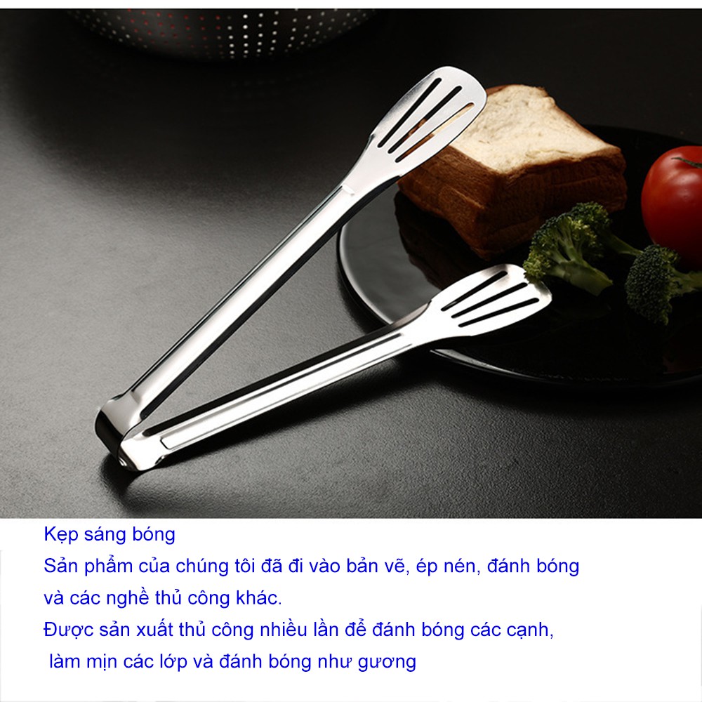 Kẹp thực phẩm bằng thép không gỉ - Dụng cụ gấp thịt nướng bánh mì lo vi sóng - Gấp chiên bò bít tết