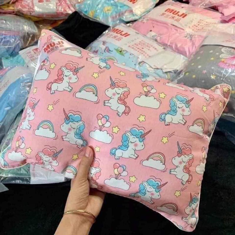 Gối trẻ em Muji cao cấp nhiều màu thấm hút mồ hôi