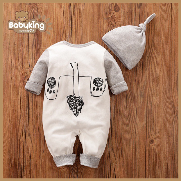 BodySuit,áo liền quần dễ thương dài tay kiểu sư tử cho bé (541A),cotton 100%,thương hiệu Aiueo Nhật Bản.