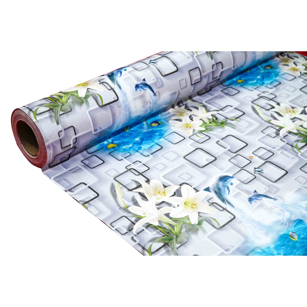 Giấy dán tường decal hoạ tiết hoa ly có sẵn keo bóc dán mặt sau khổ 90cm